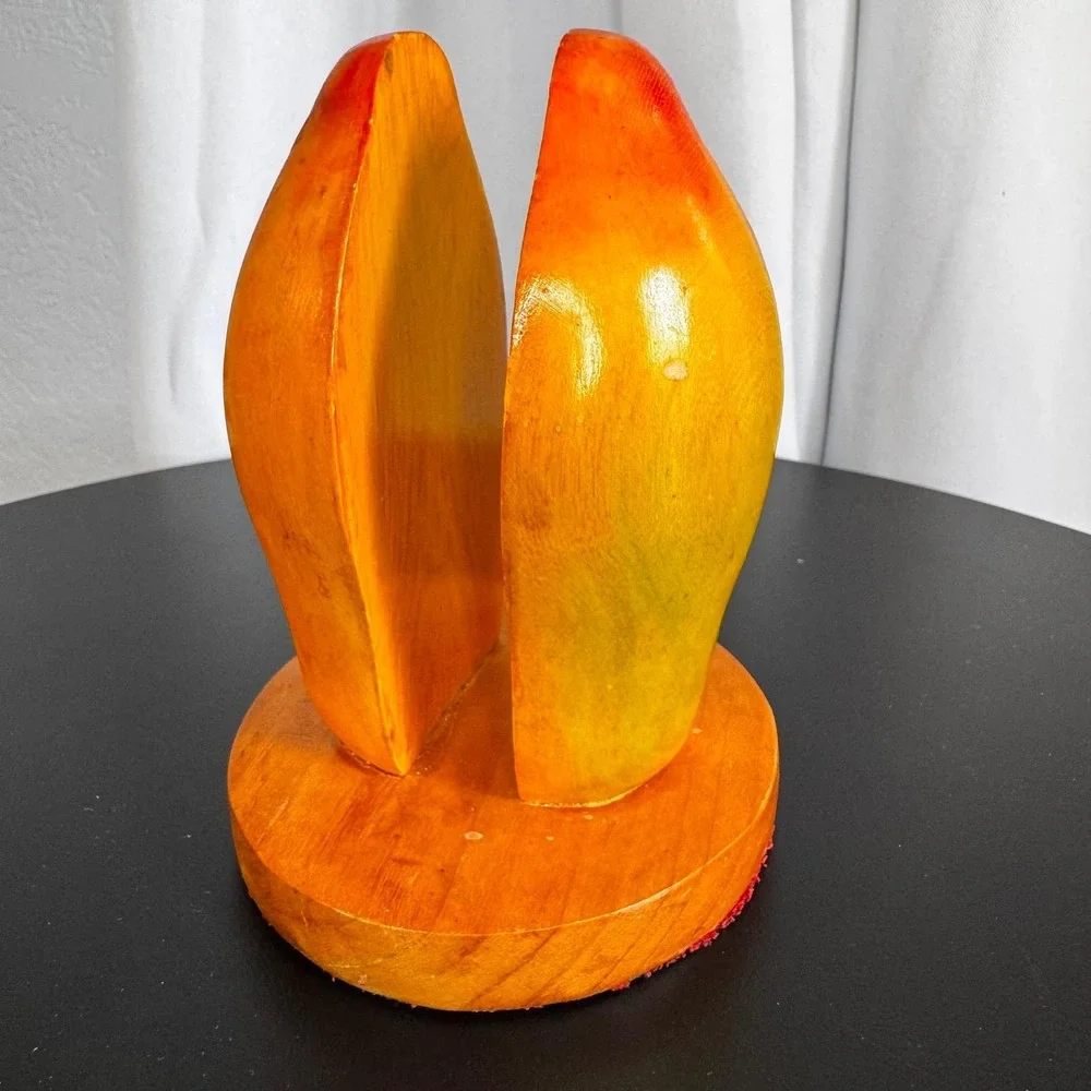 Vintage Hand Carved‎ Wood Papaya Napkin Holder Tropical Fruit Kitchen Decor